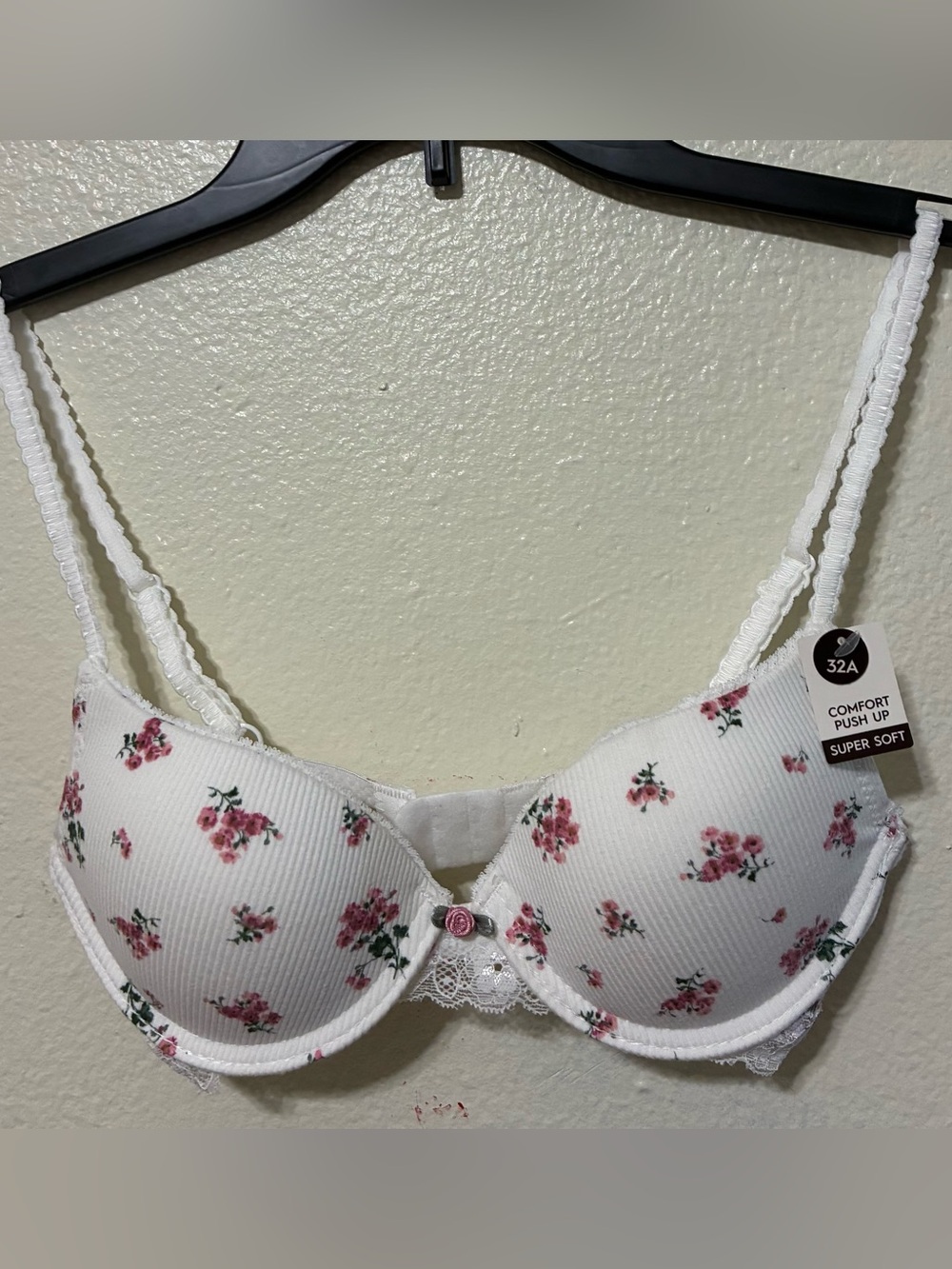 Laura Ashley Bra - White with Pink Rose Print
